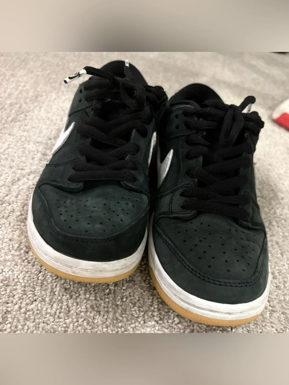 Nike Kids Black Suede Sneakers with White Swoosh and Gum Sole